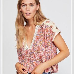 FP | Leilani Tea Combo Floral Lace Cropped Shirt